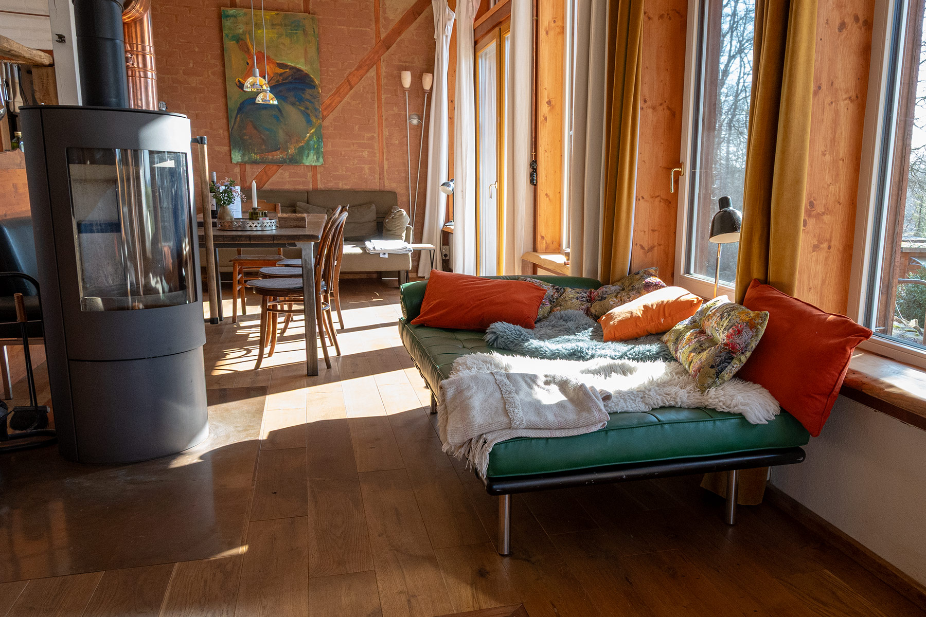 Landhaus Am Ausguck, Wohnzimmer mit Liege